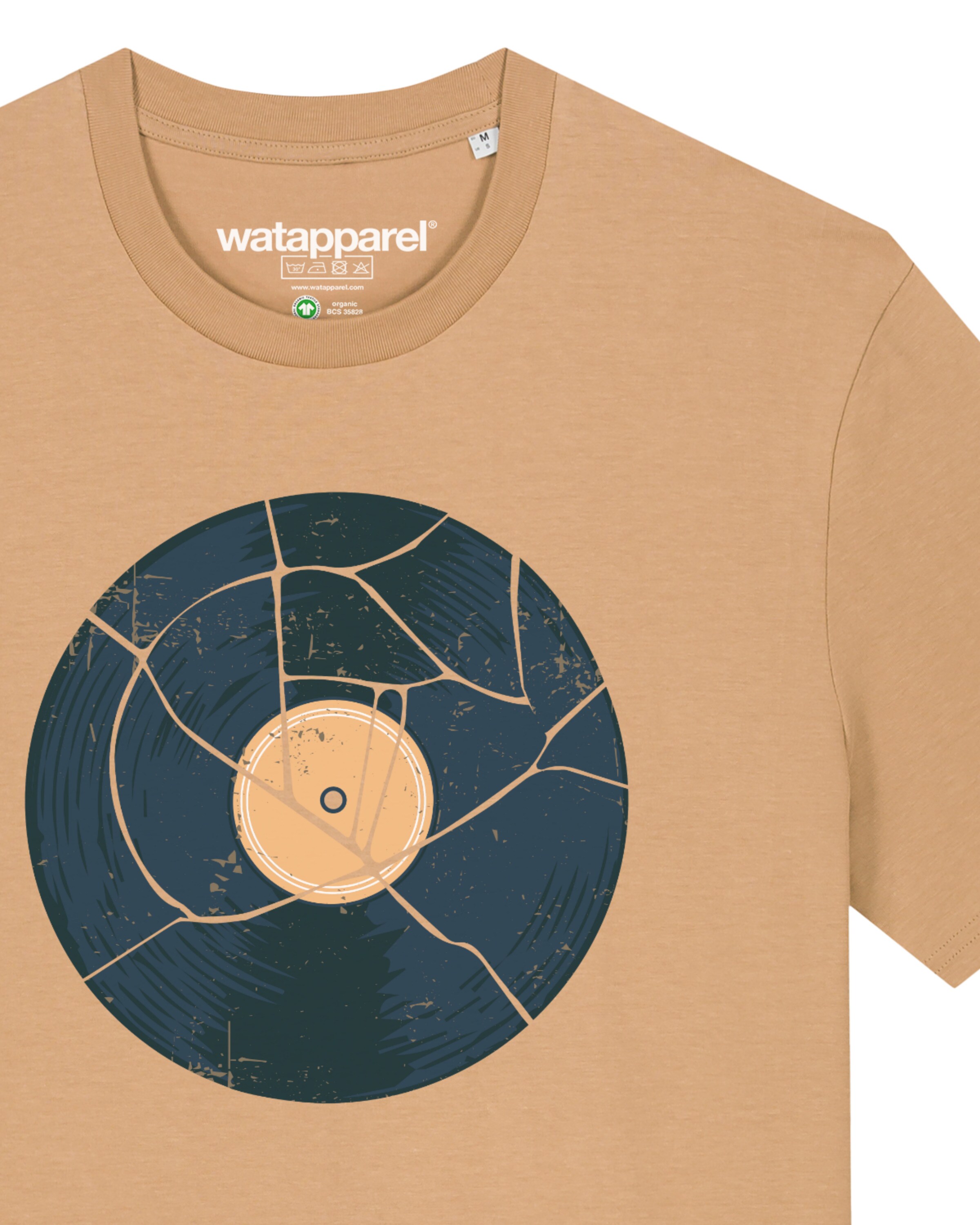 Maglietta ' Broken Vinyl ' di Watapparel in beige