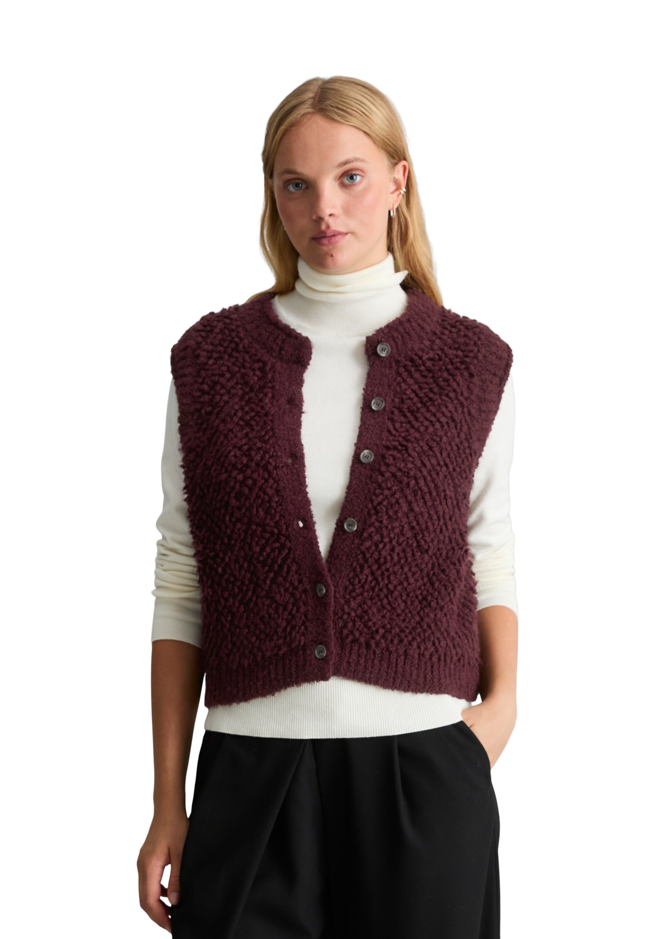 Marc O'Polo DENIM Gebreide bodywarmer in Rood: voorkant
