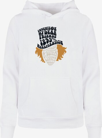 ABSOLUTE CULT Sweatshirt 'Willy Wonka - Typed Head' in Wit: voorkant