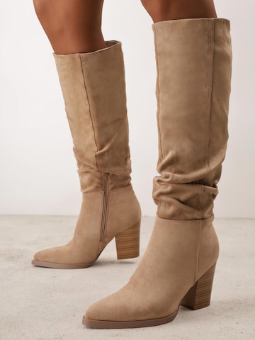 Boots 'Bottes bout pointu effet plissé à talon bloc - noir' VERA Collection en gris