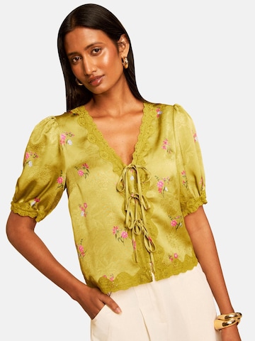 love & roses Blouse in Groen: voorkant
