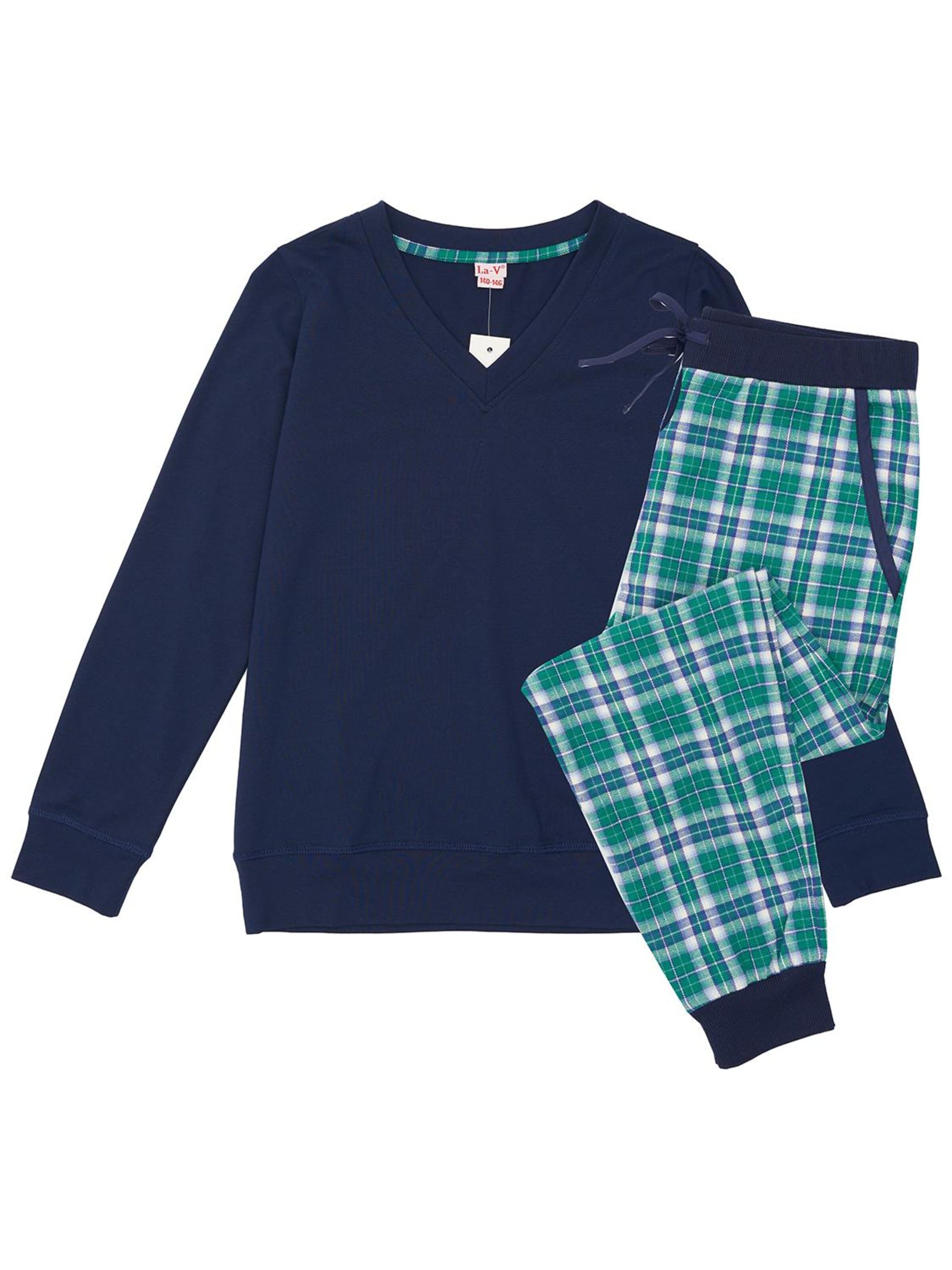 La V Pajamas in Blue: front