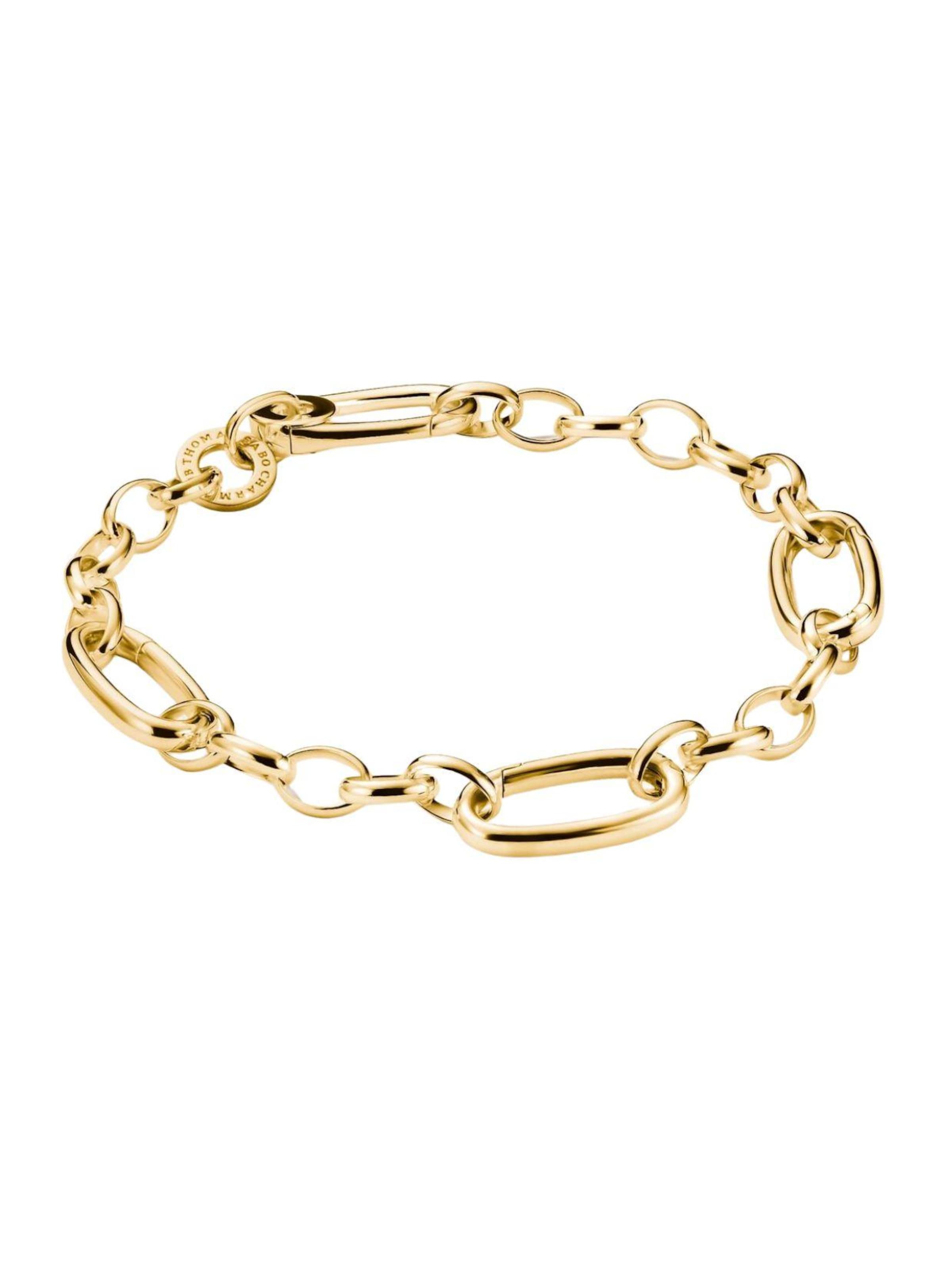Thomas Sabo Bracelet 'Charm-Armband mit drei vergoldeten Connect-Gliedern' in Gold: front