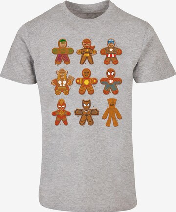 ABSOLUTE CULT Shirt 'Marvel Universe - Christmas Gingerbread Avengers' in Grey: front