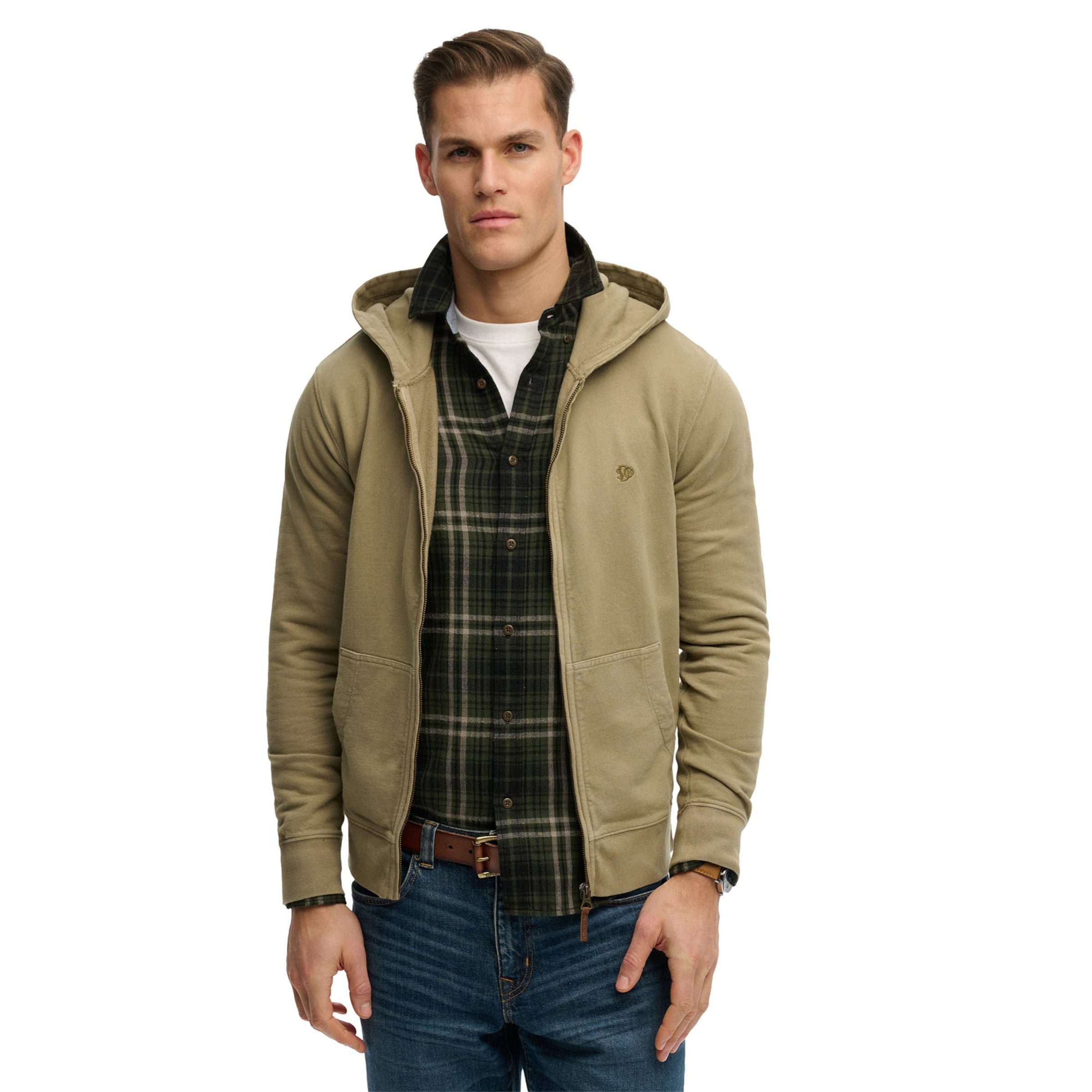 Superdry & Co - Sudadera con cremallera en verde: frente