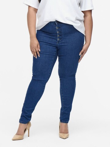 ONLY Carmakoma Skinny Jeans in Blauw: voorkant