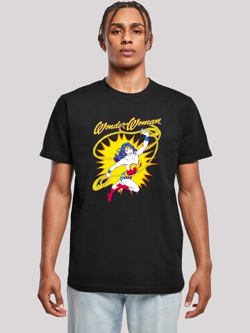 F4NT4STIC Shirt 'DC Comics Wonder Woman Vintage Leap' in Black: front