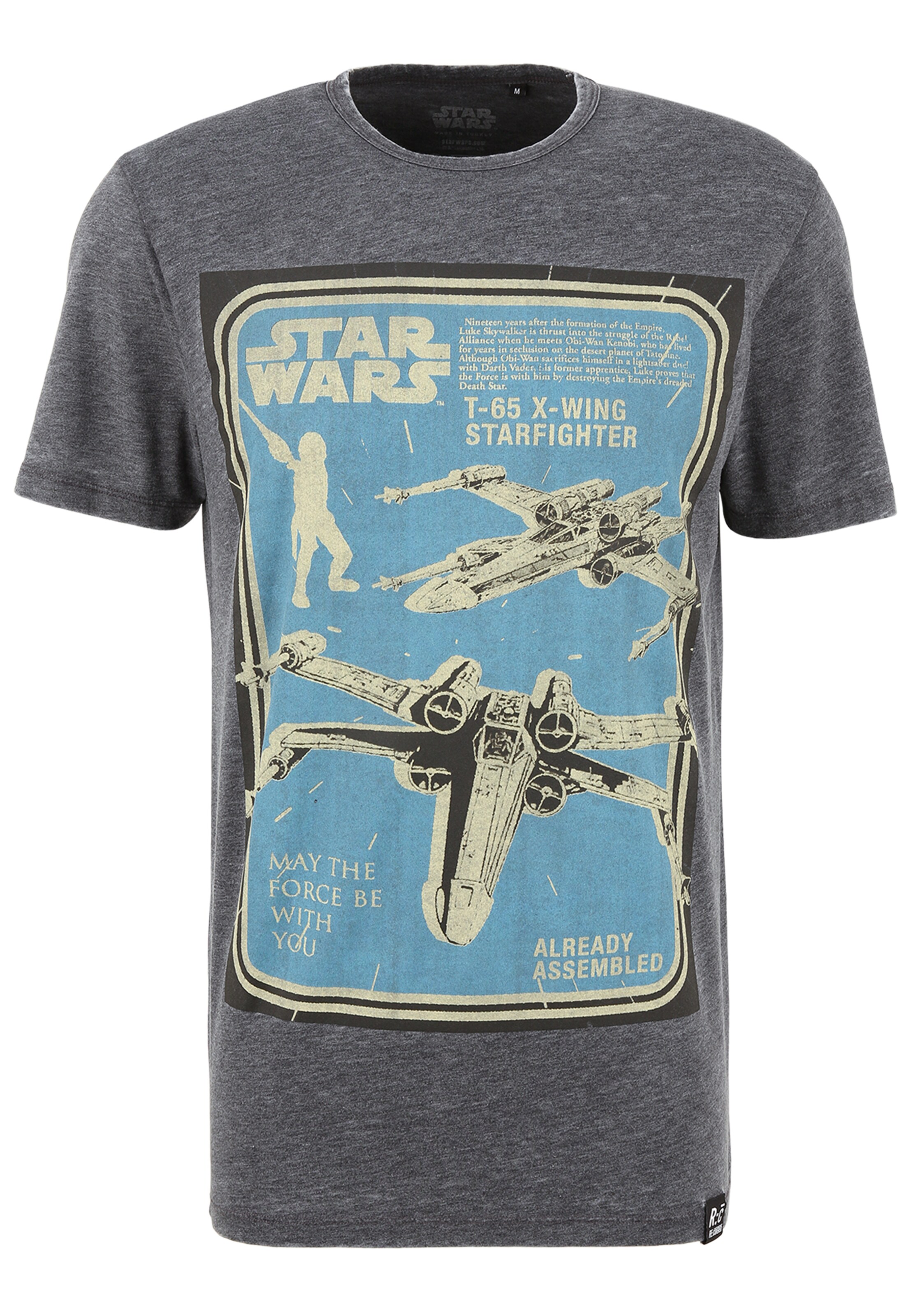Recovered Shirt 'Star Wars X-Wing Assembled' in Grijs: voorkant