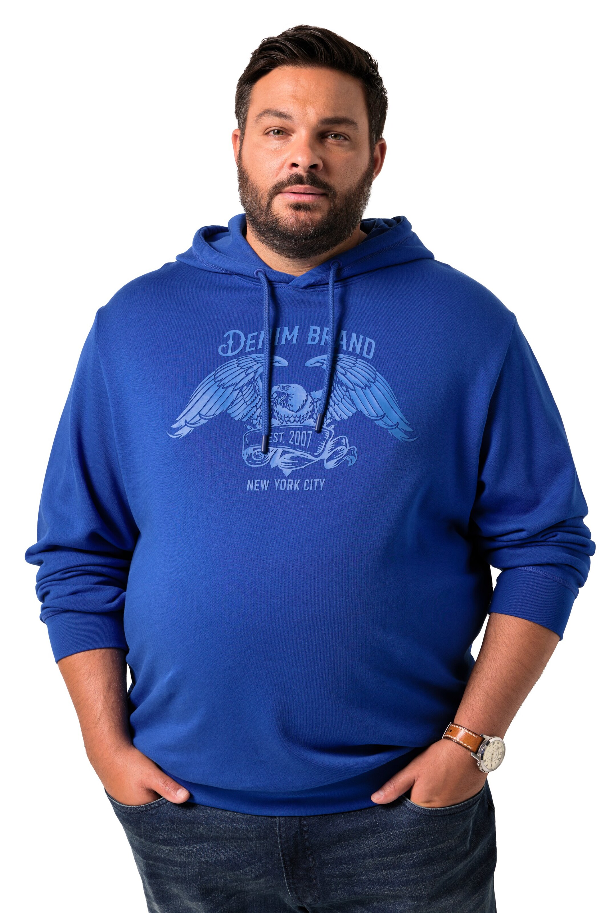 Men Plus Sweatshirt in Blauw: voorkant