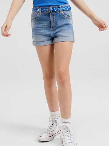 WE Fashion Skinny Shorts in Blau: predná strana