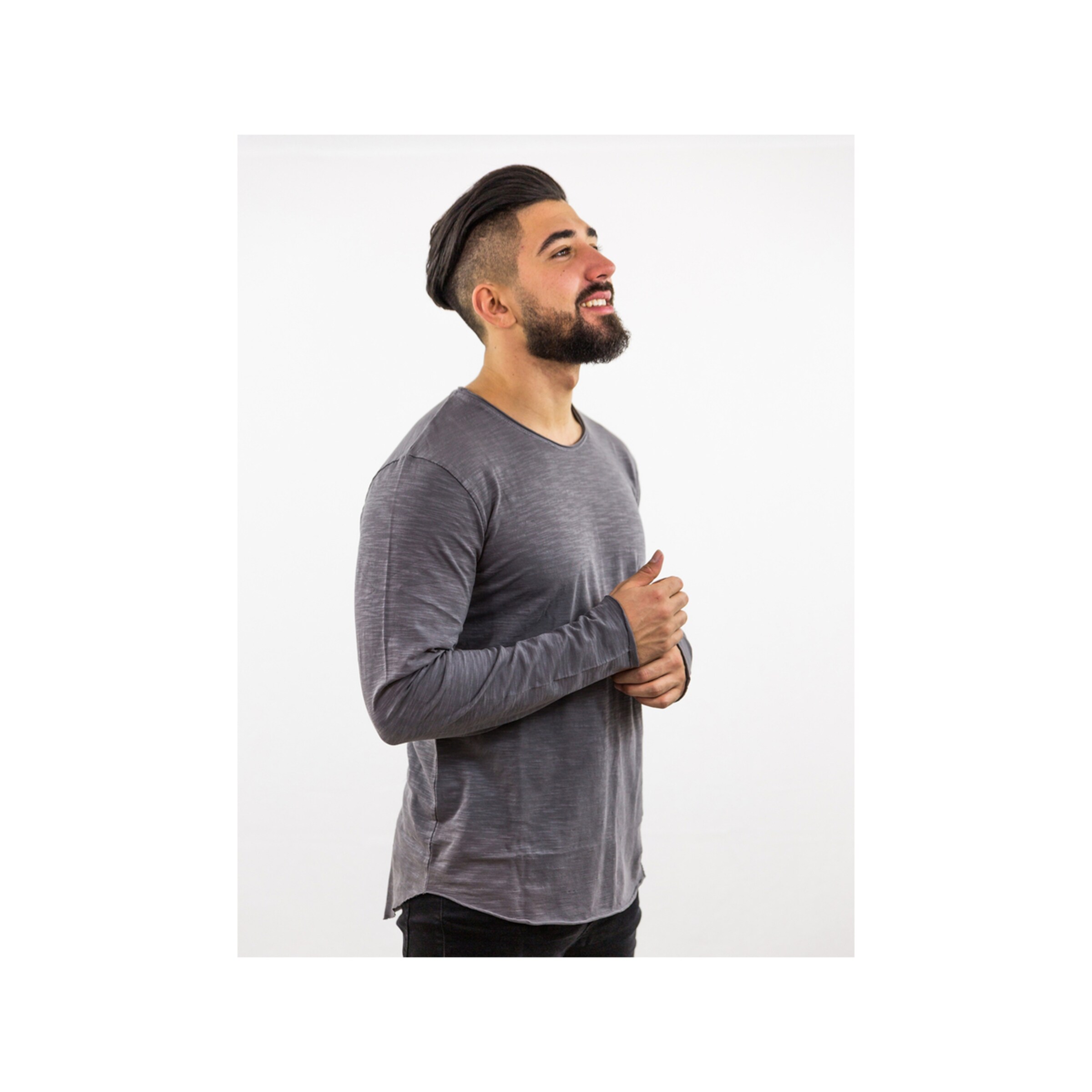 Männer Große Größen TREVOR'S Langarmshirt in Grau - EE06355 Männer Große Größen TREVOR'S Langarmshirt in Grau - EE06355