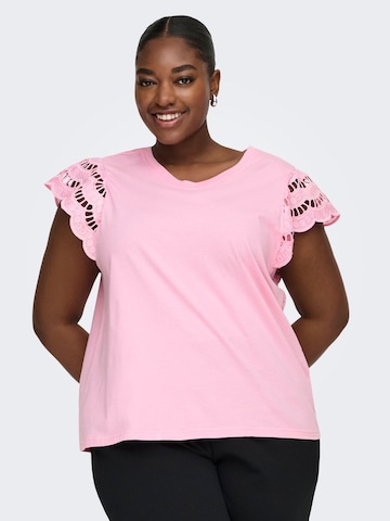 Maglietta 'CARMacy' di ONLY Carmakoma in rosa: frontale