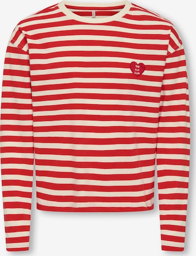 Marškinėliai iš ONLY GIRLS, spalva – nebalintos drobės spalva / ryškiai raudona, Prekių apžvalga