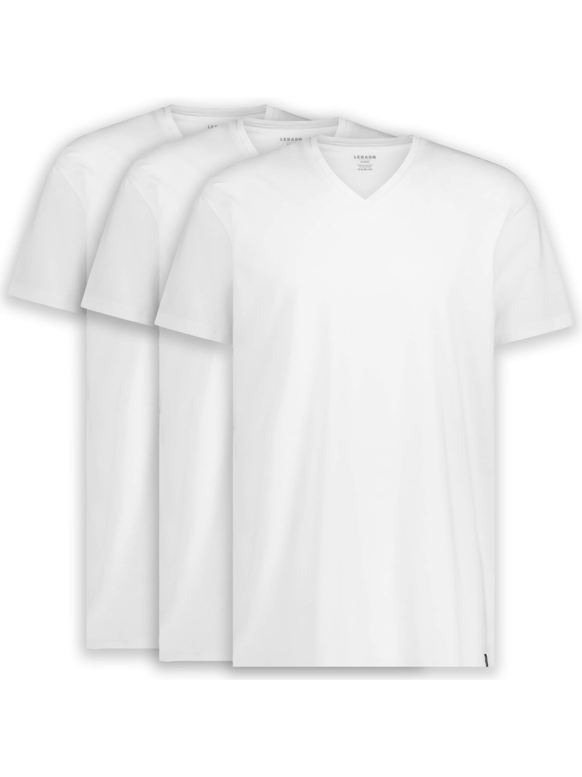 LEBASQ Shirt 'Davis V Neck Long Fit' in White: front