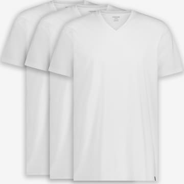 LEBASQ Shirt 'Davis V Neck Long Fit' in Wit: voorkant