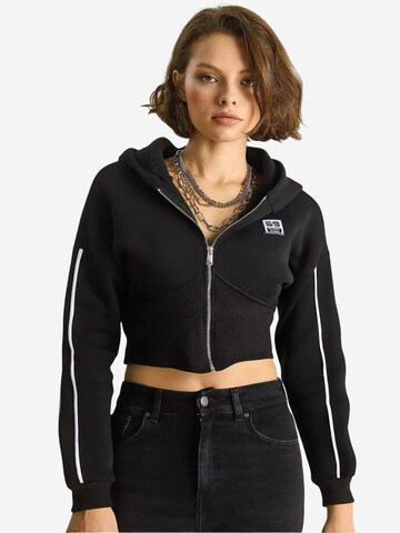 Bianco Lucci Sweat jacket in Black: front