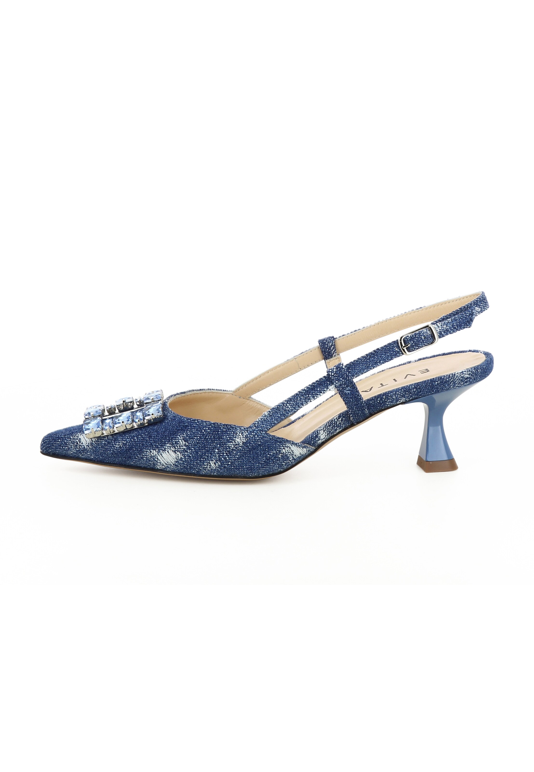 EVITA Slingpumps 'PERLA' in Blauw: voorkant