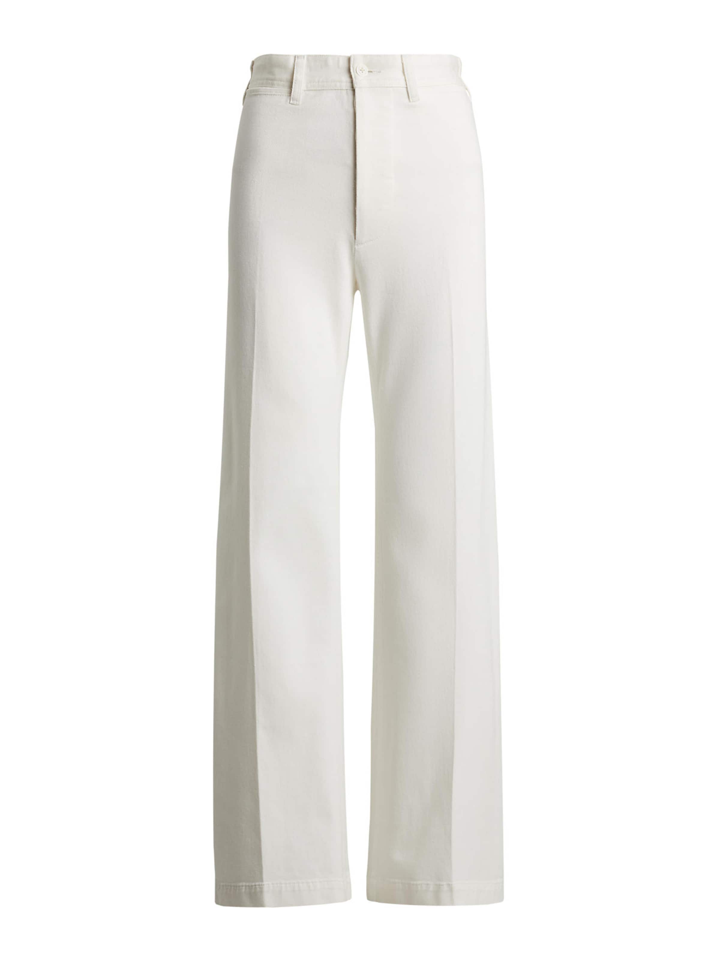 Wide leg Pantaloni con piega frontale di Polo Ralph Lauren in bianco: frontale