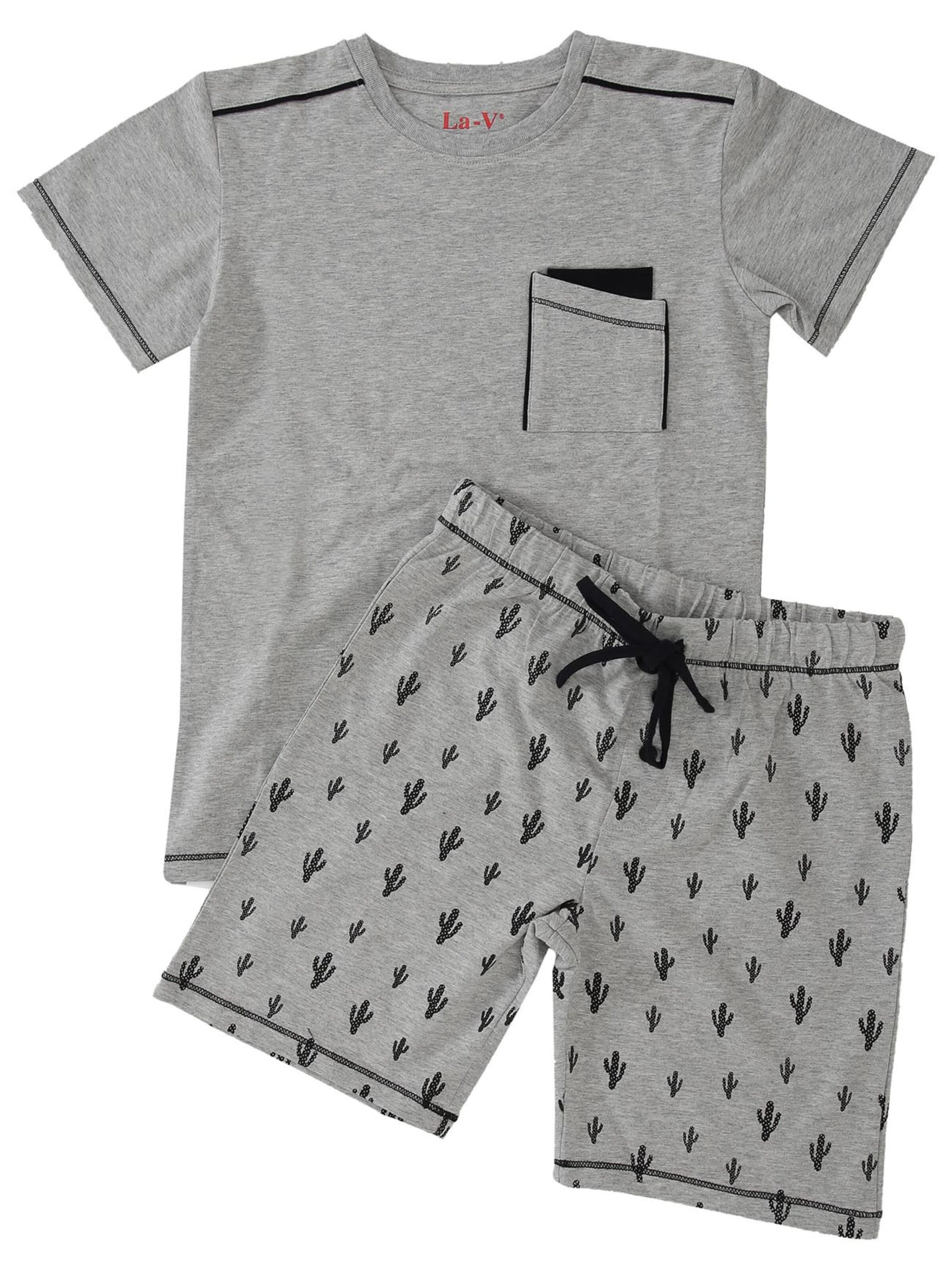 La V Pajamas 'Shortama cactus' in Grey: front