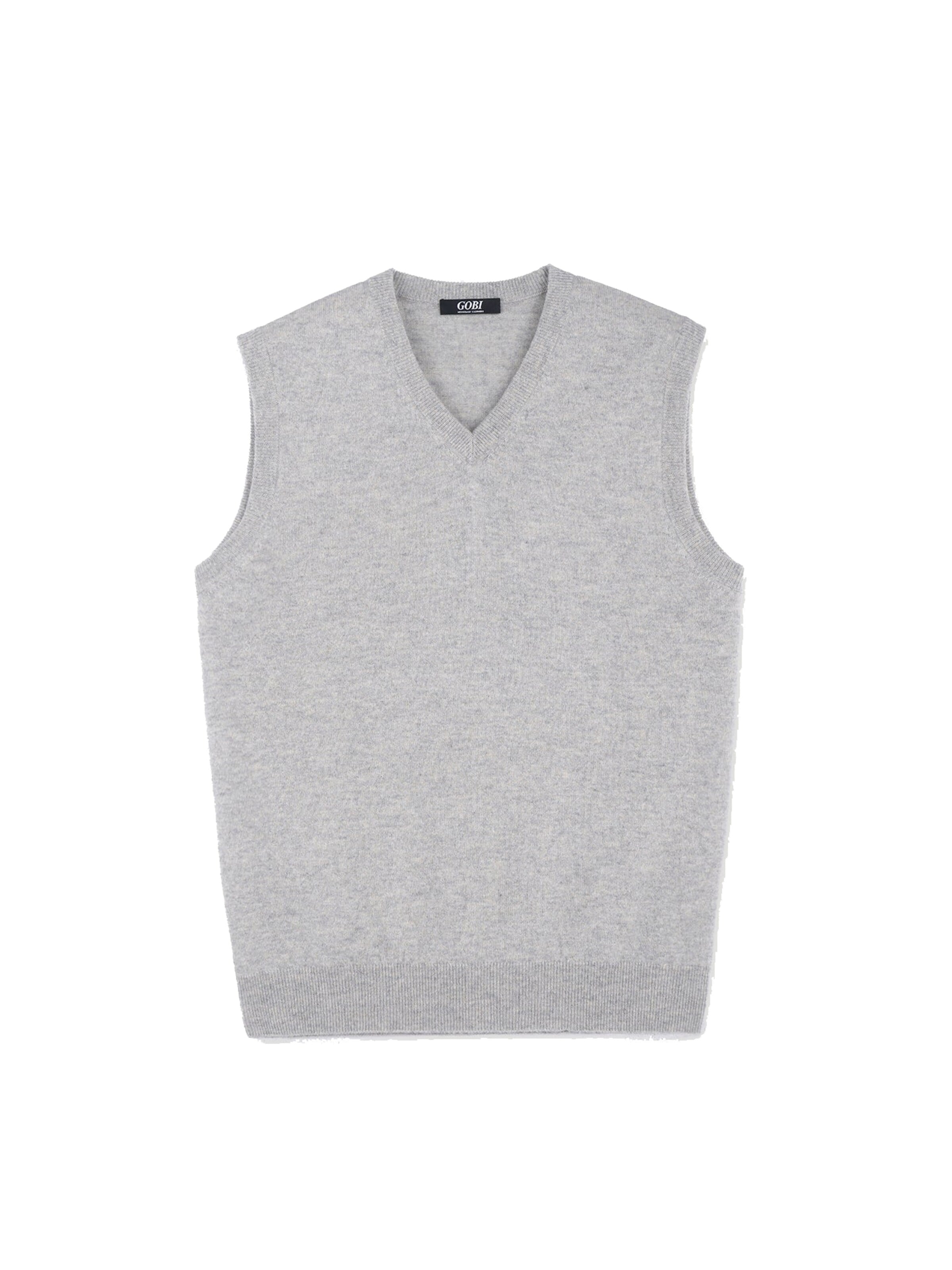 GOBI Cashmere Vest 'Men's Essential V-Neck Cashmere Vest' i grå: forside