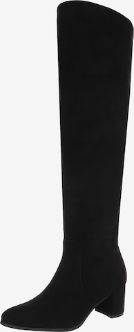 Ital-Design Overknees in Schwarz: Vorderseite