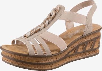 Rieker - Sandalias con hebilla en beige: frente