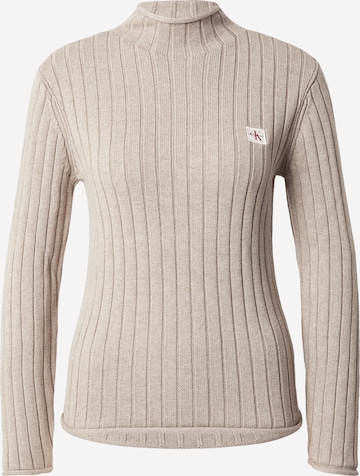 Pull-over Calvin Klein Jeans en beige : devant