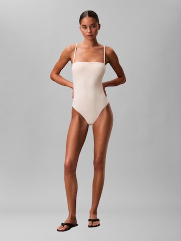 Calvin Klein Swimwear Bandeau Badpak 'Essentials' in Beige