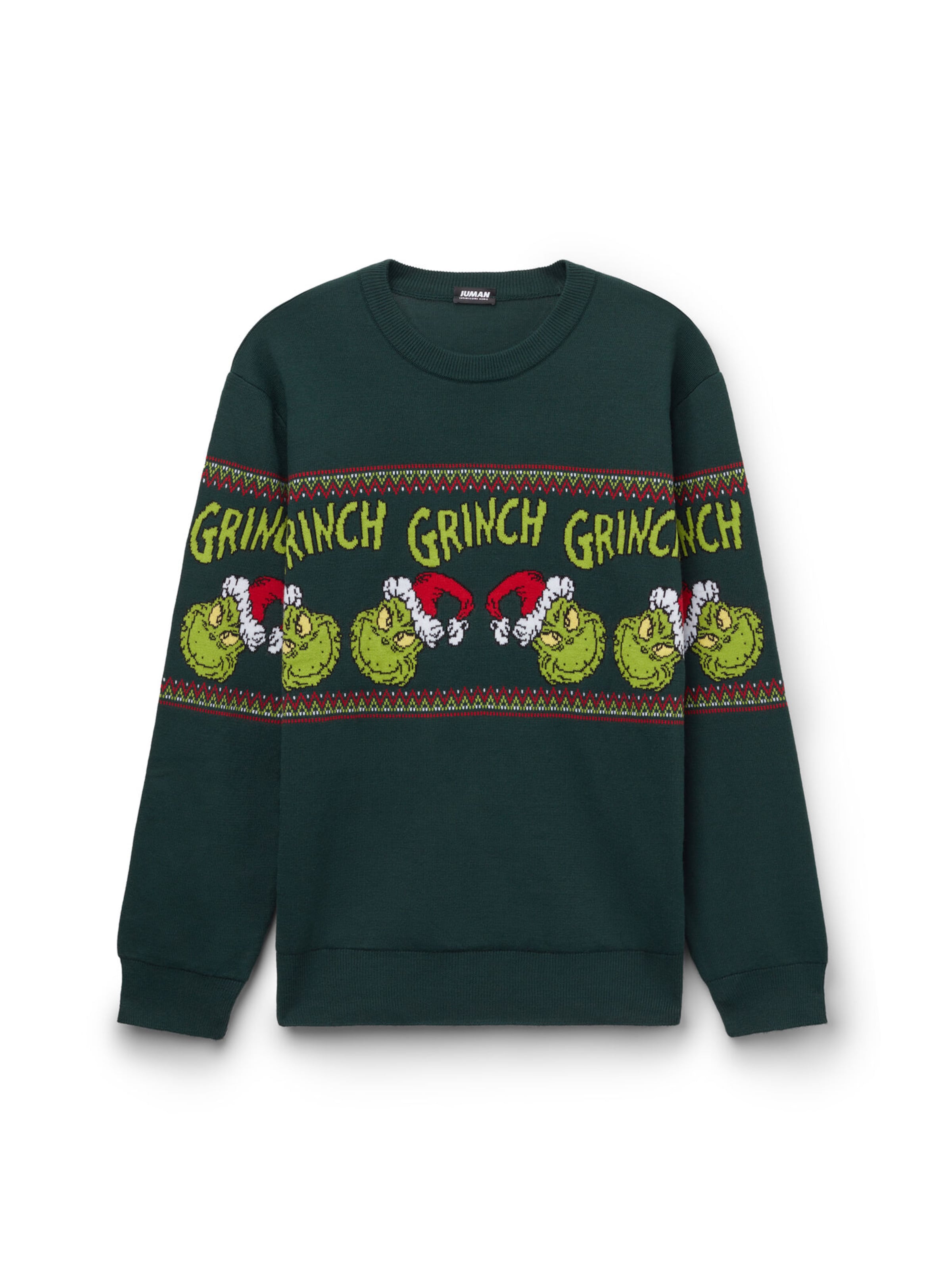 IUMAN Intimissimi Uomo Pullover 'THE GRINCH DR SEUSS' in Grün: Vorderseite