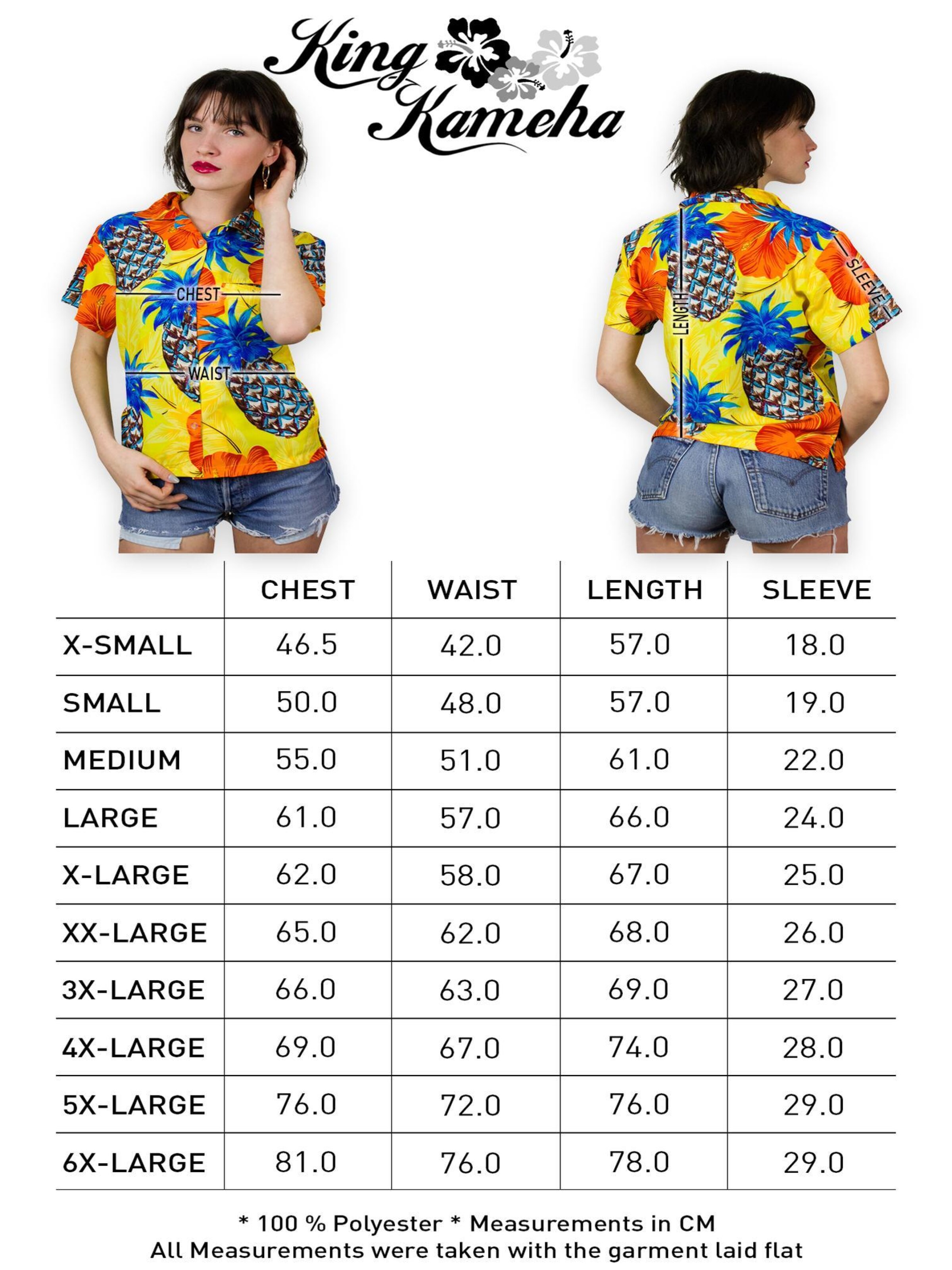 King Kameha Bluse 'Pineapple Hibiscus Shadow Line'‌‌ in Gelb