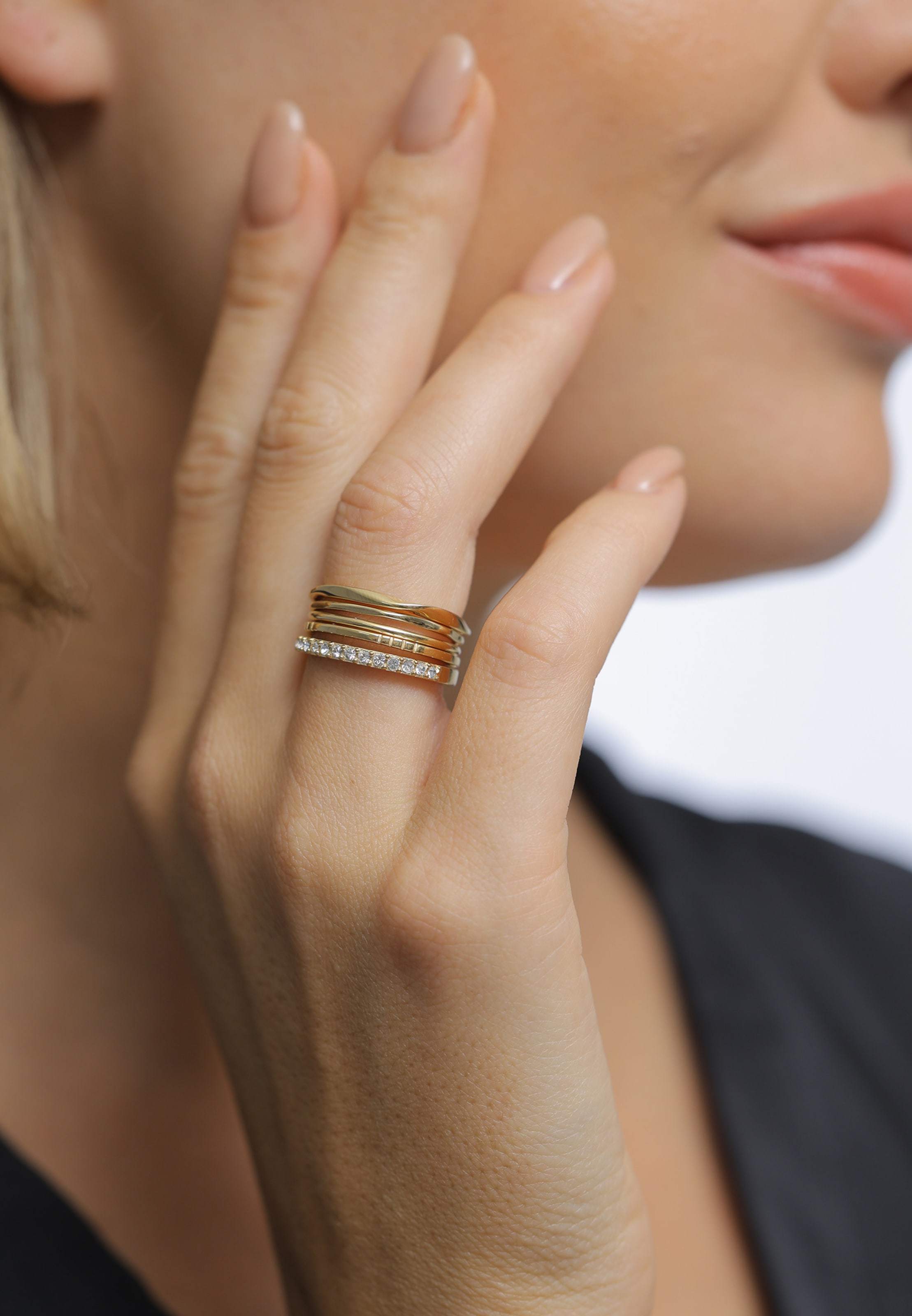 ELLI Ring-Set in Gold: Vorderseite