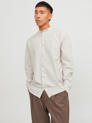 JACK & JONES Comfort fit Button Up Shirt 'Summer Band' in Brown: front