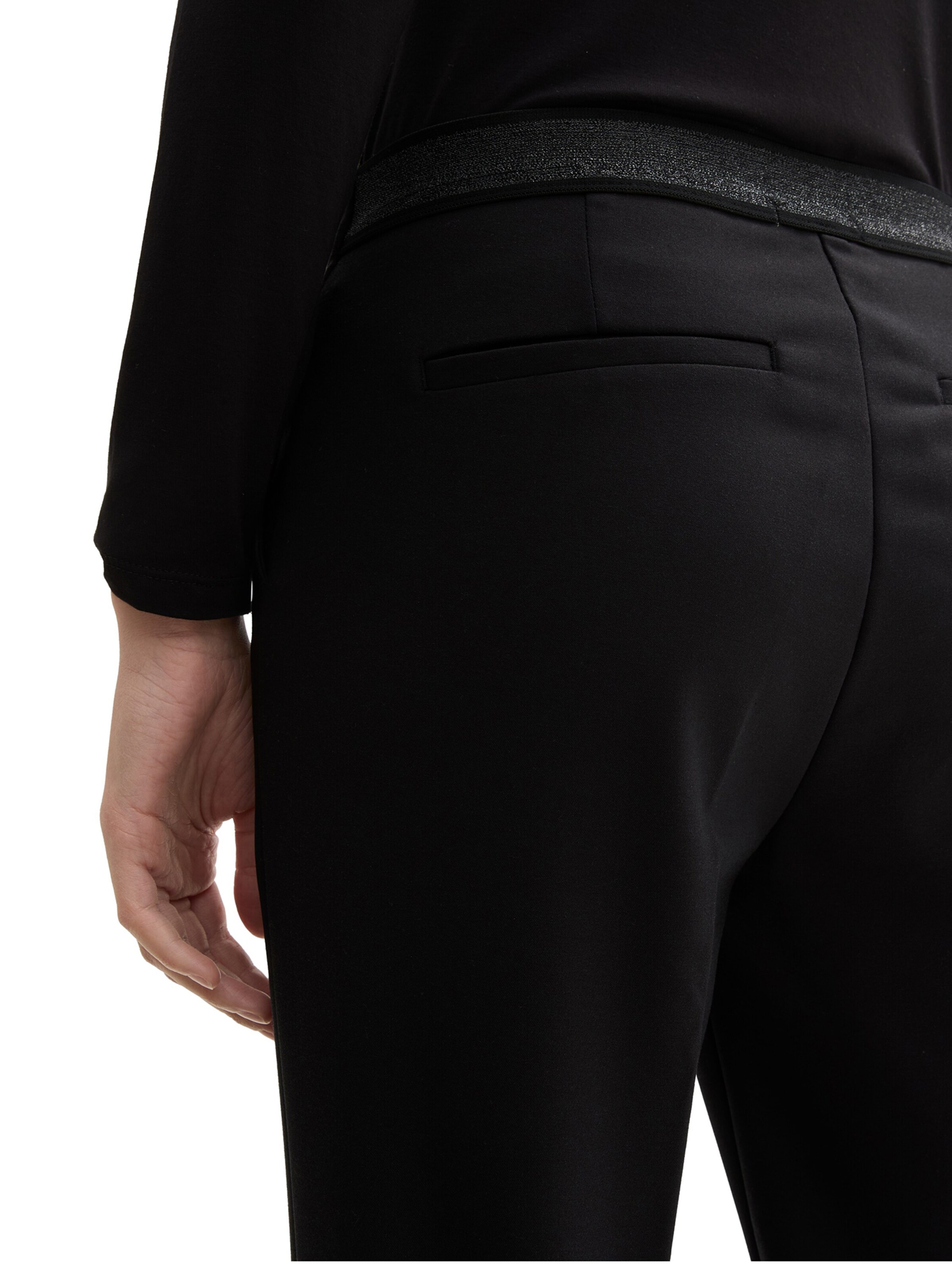 TOM TAILOR Slim fit Trousers with creases 'Mia' in Black