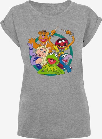 F4NT4STIC Shirt 'Disney Die Muppets Group Circle' in Grijs: voorkant