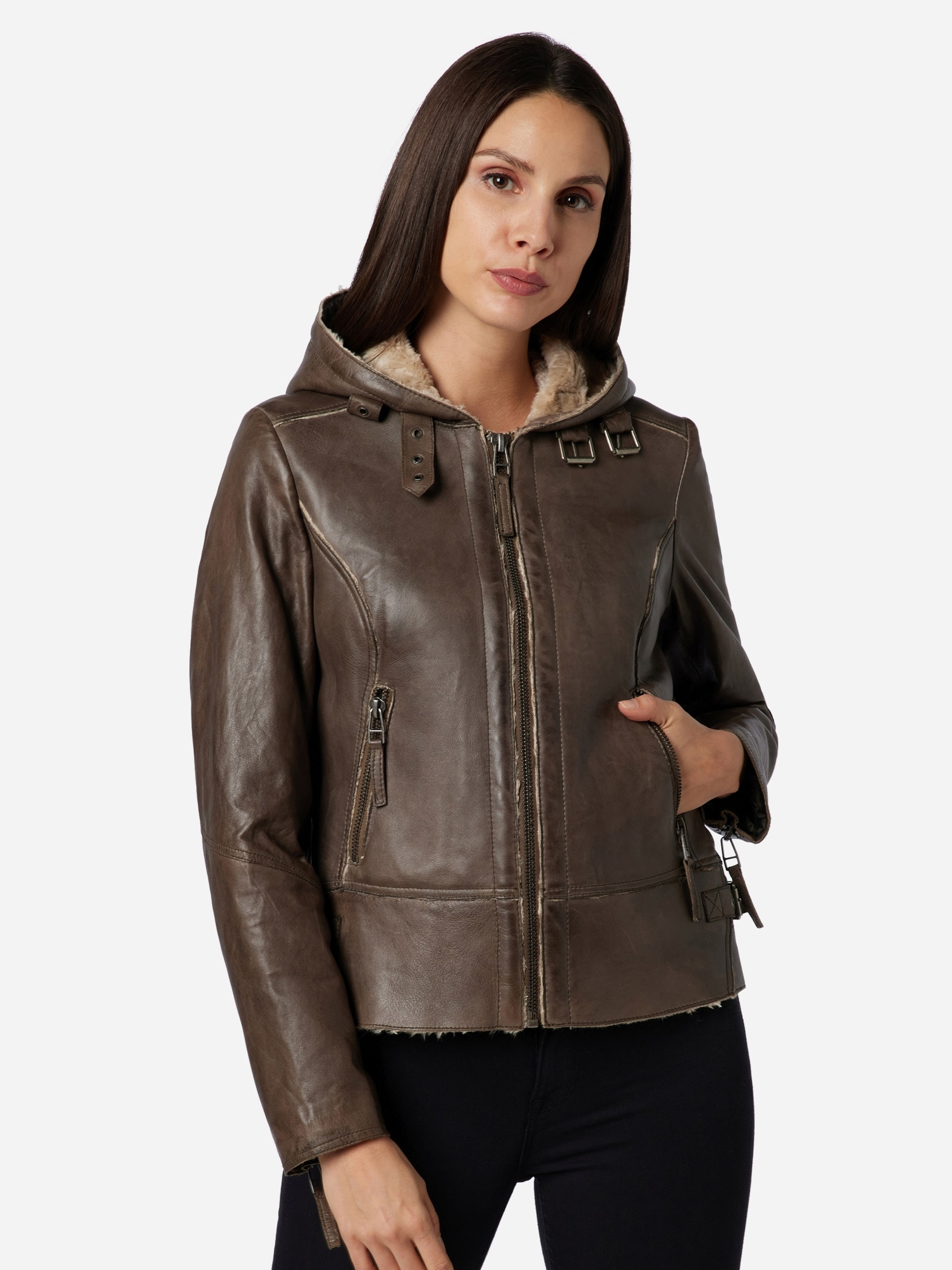 RICANO Lederjacke in Oliv ABOUT YOU - Main Image