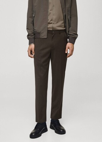 MANGO MAN Regular Pleated Pants 'Olimpia' in Brown: front