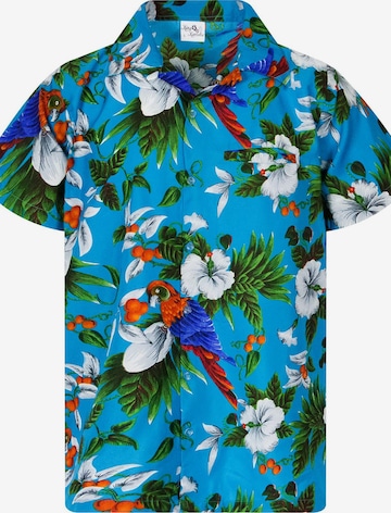 King Kameha Shirt 'Cherryparrot' in Blue: front