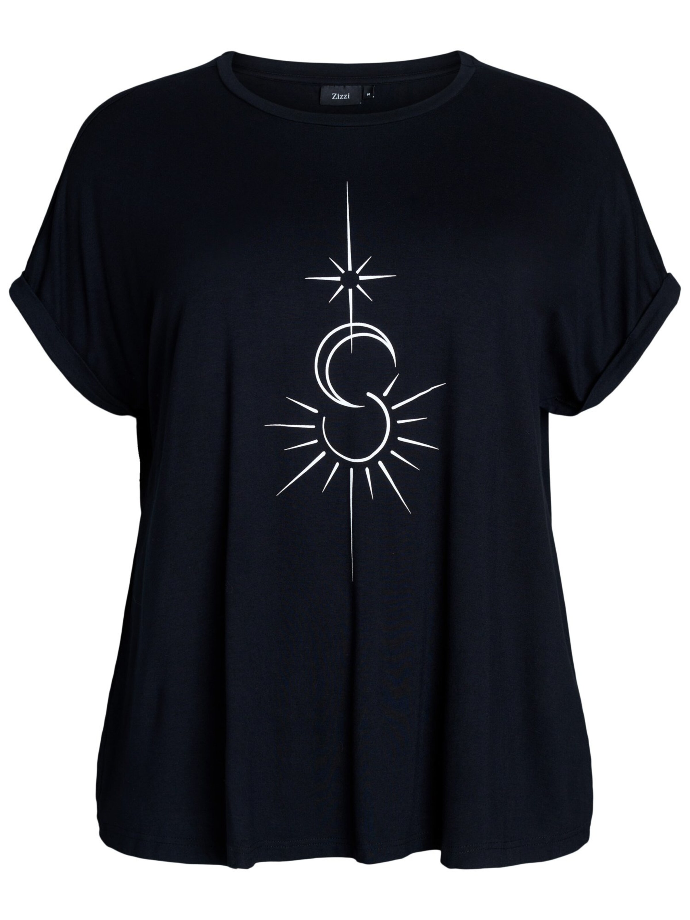 Zizzi T-Shirt 'HALI' in Schwarz: Vorderseite