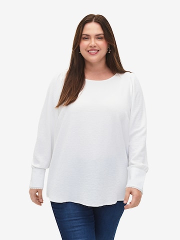 Zizzi - Blusa 'CAFILUKKA' em branco: frente