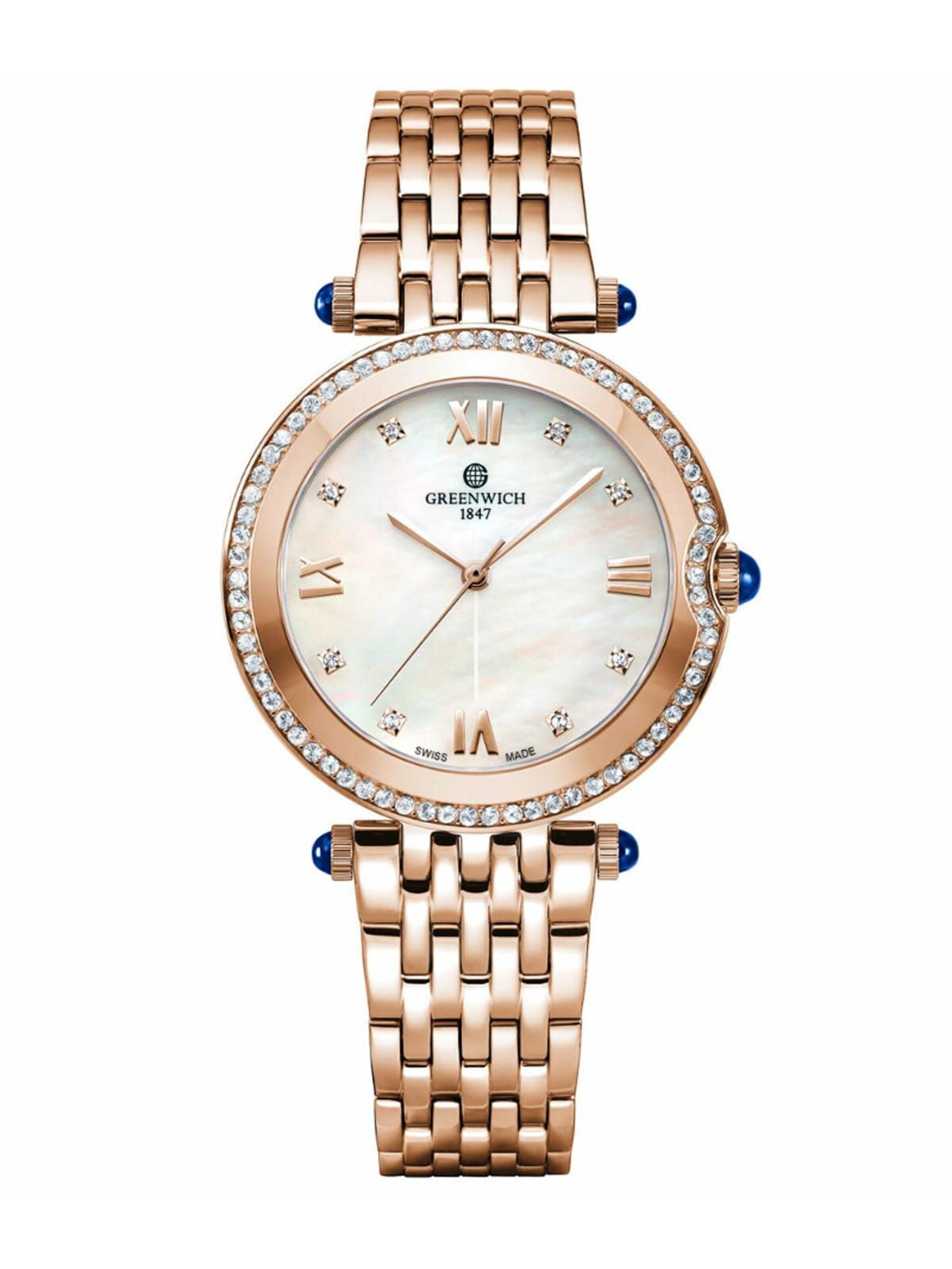Orologio analogico di Greenwich in oro: frontale