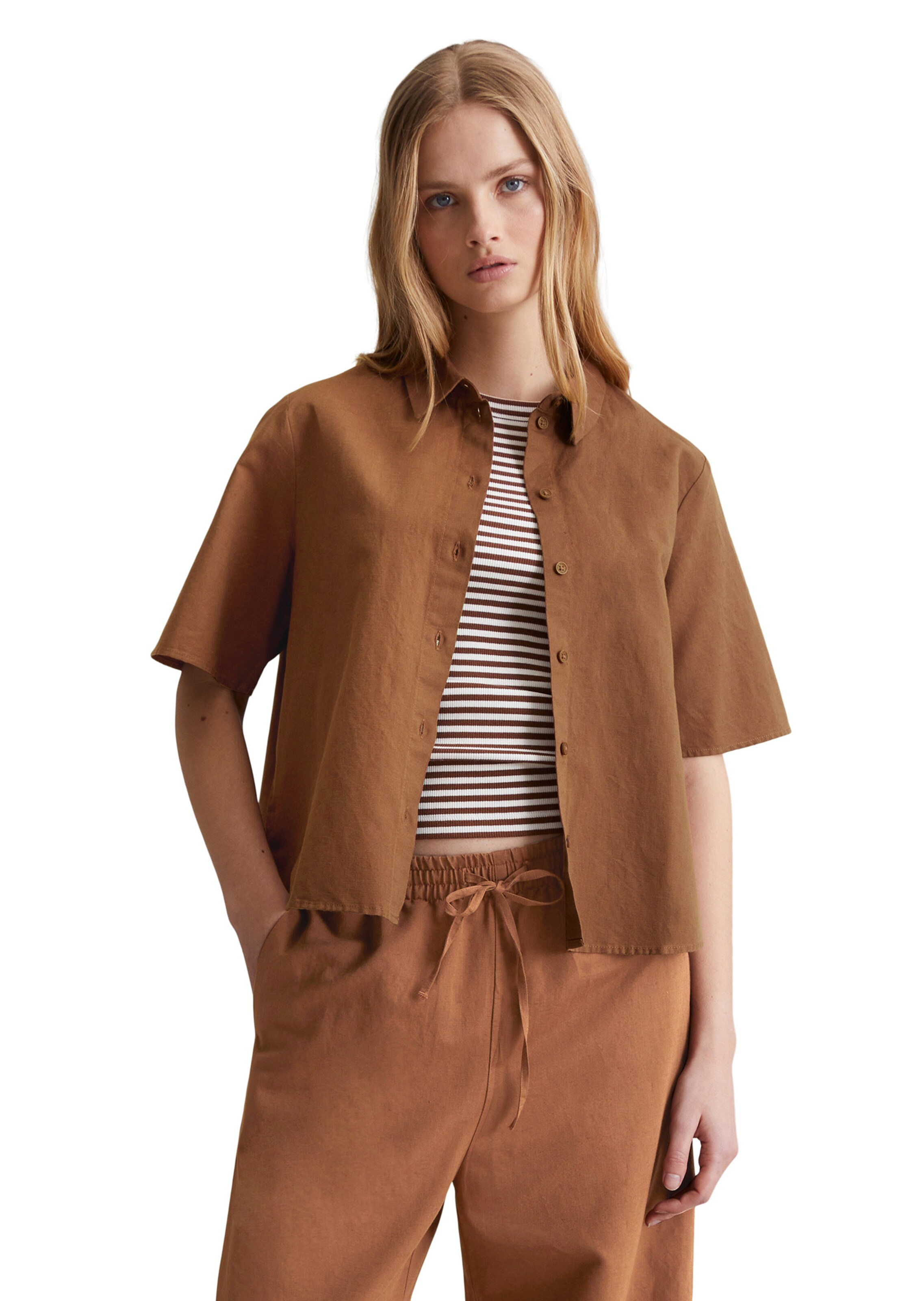 Marc O'Polo DENIM Bluse in Braun: Vorderseite