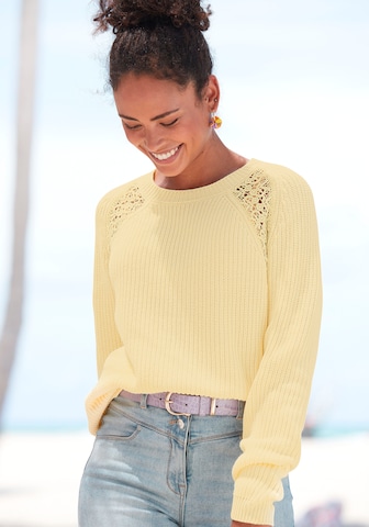 LASCANA Sweater in Yellow: front