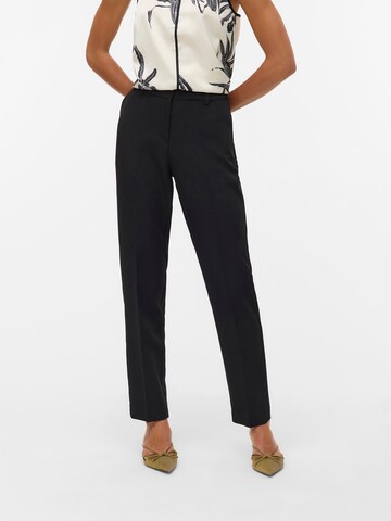 VERO MODA Tapered Trousers with creases 'VMGLORIA' in Black: front