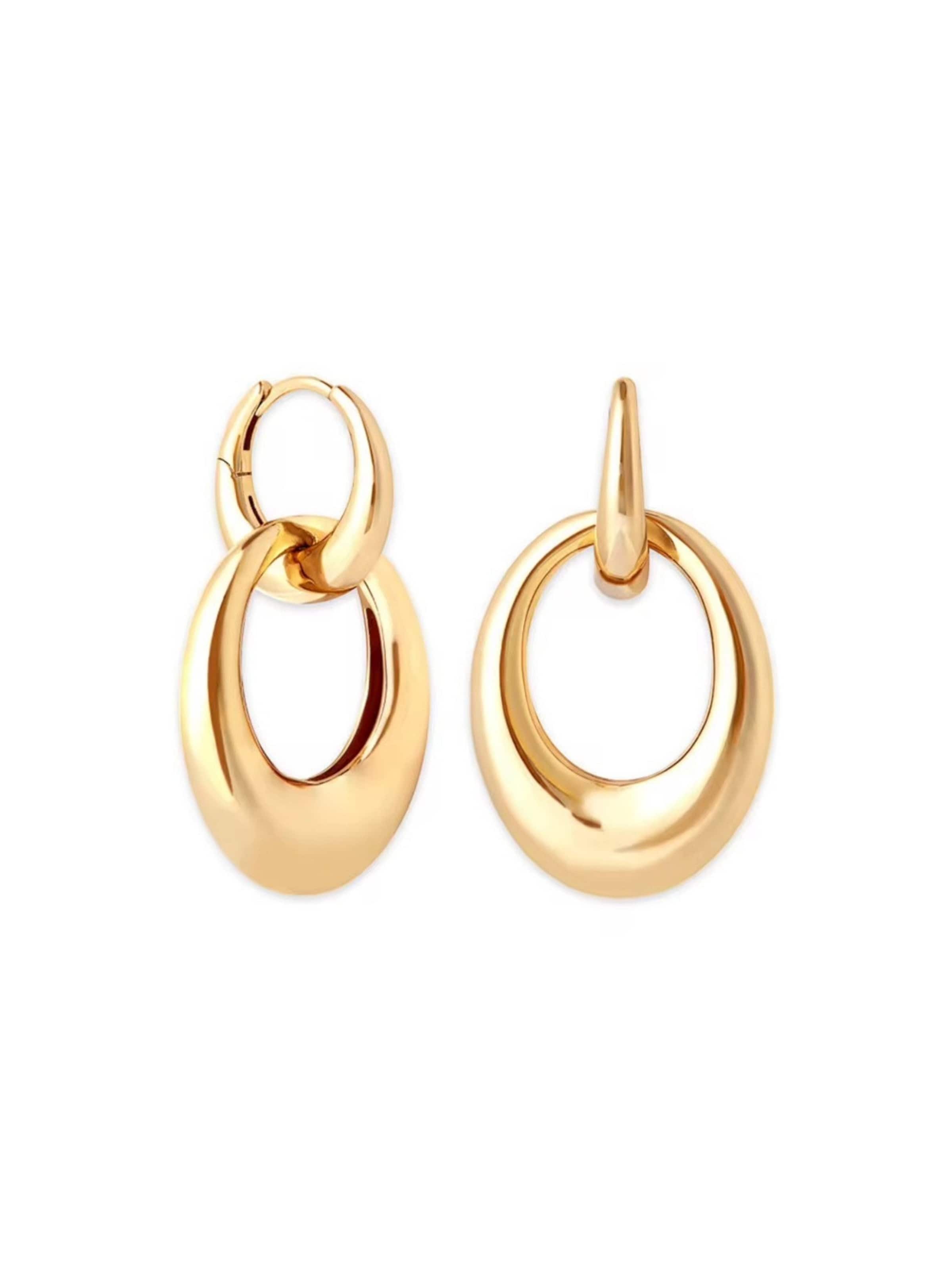 ROUGEMONT Jewellery Earrings 'Zweiteilige Creolen Ohrringe Trend' in Gold: front
