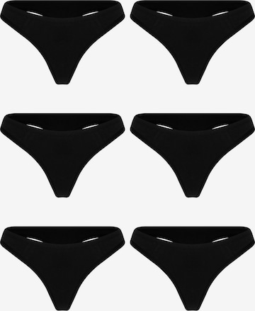 Albero Natur Thong 'Damen Tangaslip - 6er Pack' in Black: front