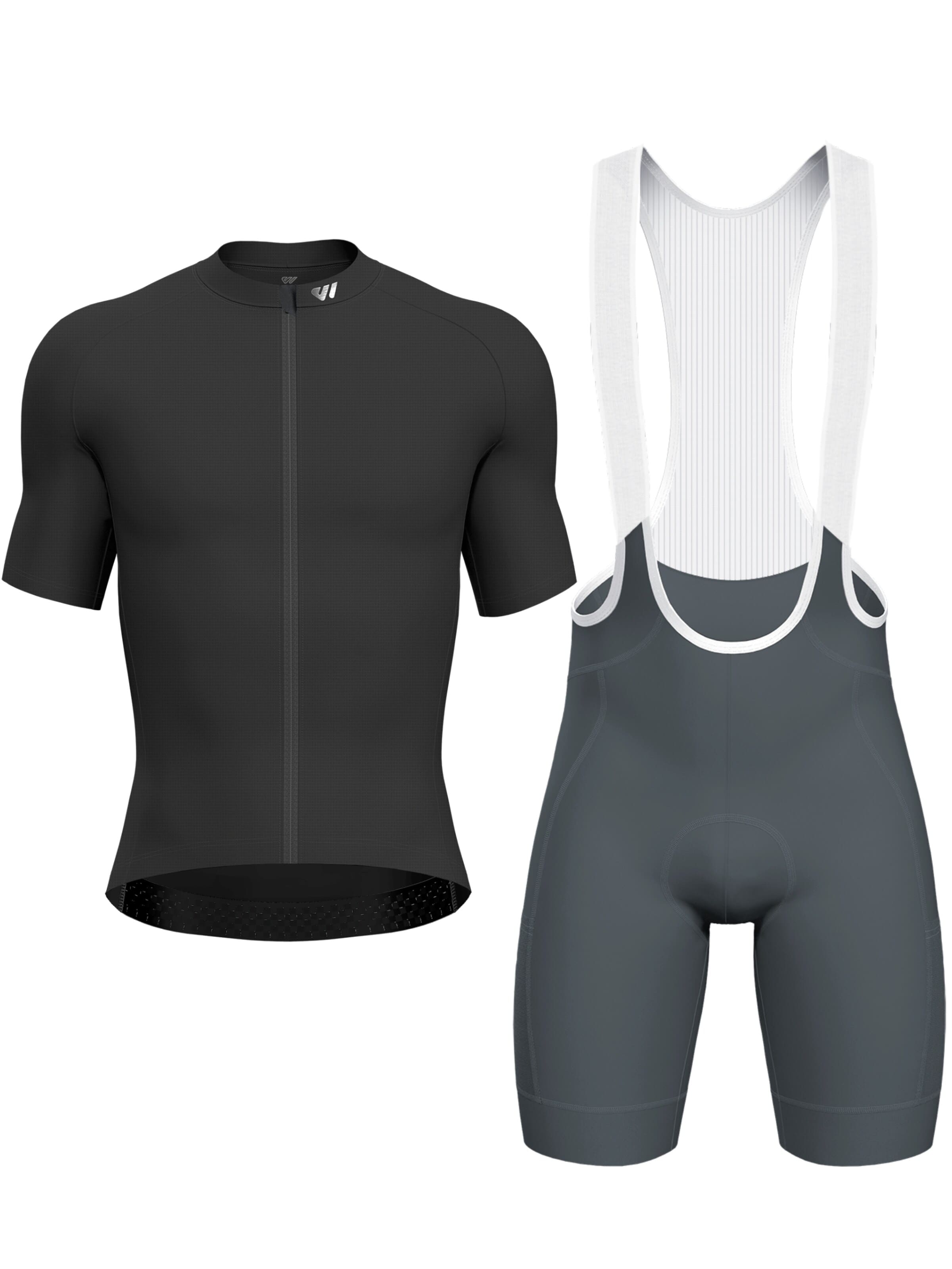 WULIBIKE Sweatsuit 'Wulibike Radsport-Set 'Gran Fondo' Schwarz/Grau' in Black: front