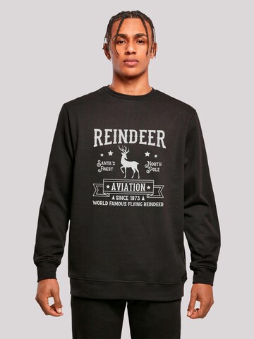 Sweat-shirt 'Reindeer Aviation Retro Christmas Sign' F4NT4STIC en noir : devant