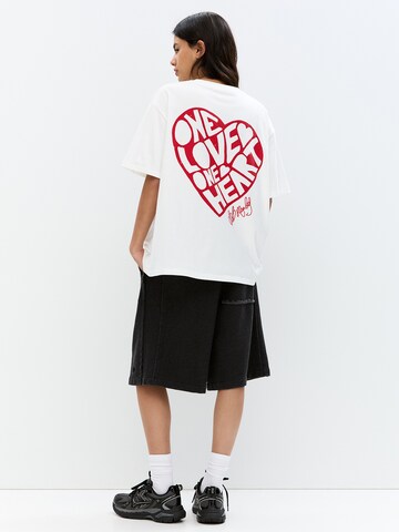 Maglietta 'BOB MARLEY' di Pull&Bear in bianco: frontale
