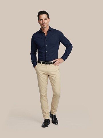 Profuomo Slim fit Button Up Shirt 'Knitted' in Blue