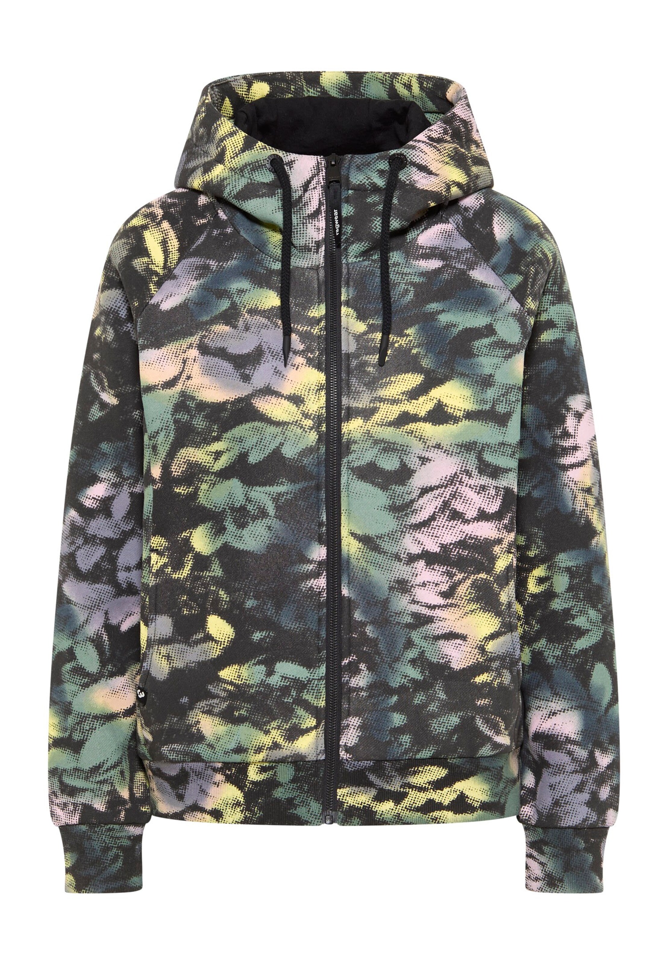 Ragwear Zip-Up Hoodie in Black: front